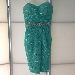 Sparkly sea foam green lace dress NEVER WORN